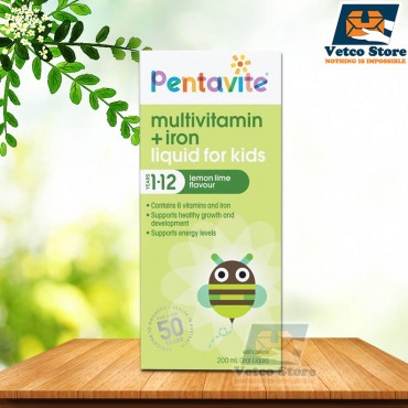 Siro Bổ Sung Vitamin Tổng Hợp & Sắt Cho Bé 1-12 Tuổi Pentavite Multivitamin + Iron Kids Liquid 200ml